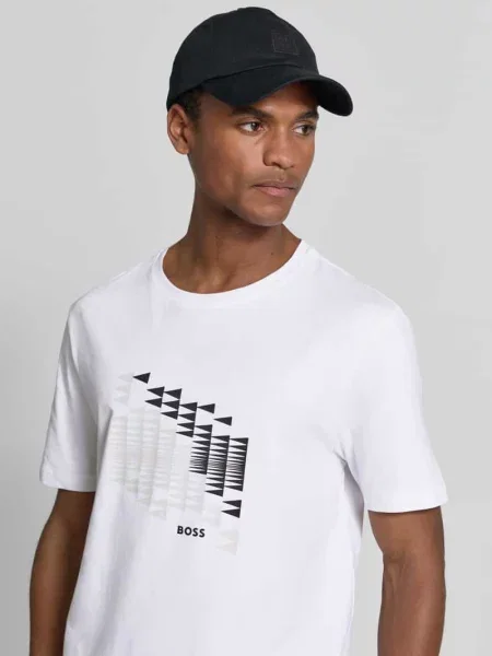 T-shirt o kroju relaxed fit z mieszanki bawełny model TS_NETWORK FLAG' Boss Green biała