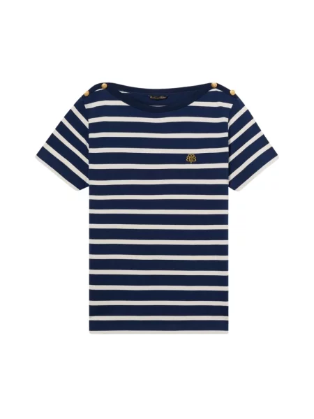 Koszulka Brooks Brothers w paski z logo niebieska