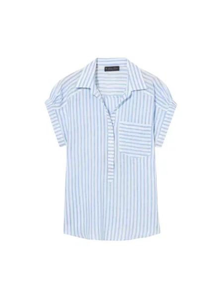 Lniana koszula Brooks Brothers niebieska