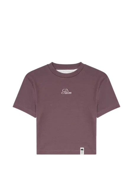 Decupat tricou Palm Angels cu broderie violet