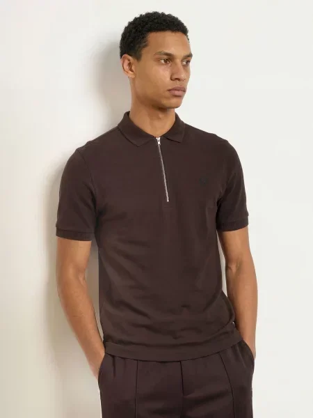 Fred Perry Polokošile Z Piké tmavě hnědá