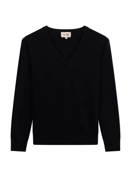 GOBI Cashmere Pulover Women's Timeless Cashmere V-Neck Sweater' negru