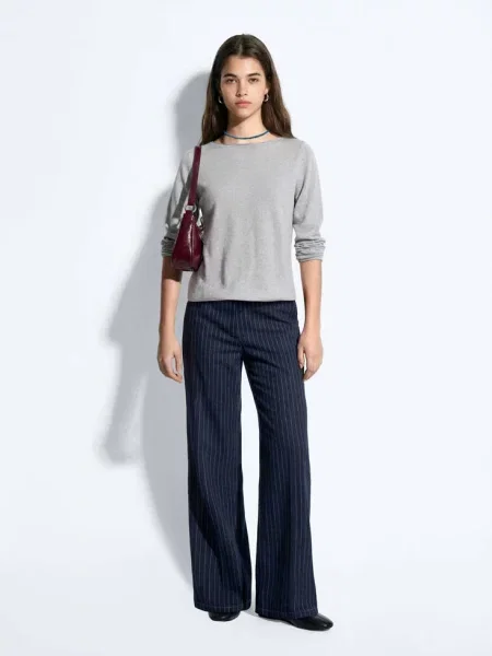 Sweter z cienkiej dzianiny z rozcięciami średni Teen XXS MANGO TEEN szary