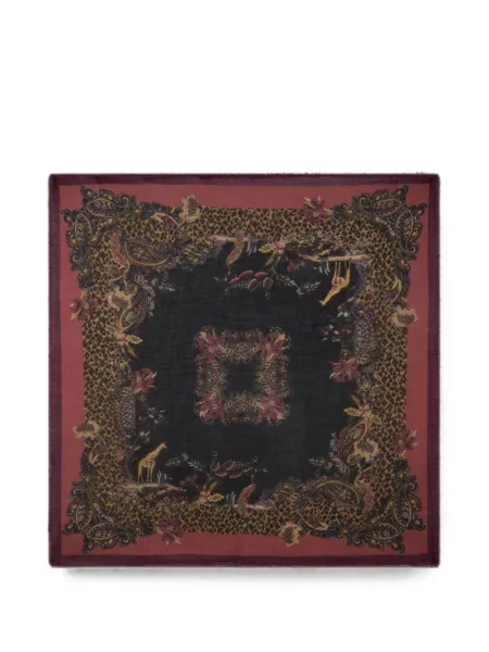 Fular Etro de lână cu imprimeu animal print negru