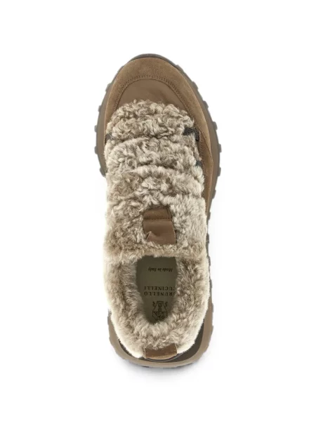 Sneakerși Brunello Cucinelli din piele de oaie maro