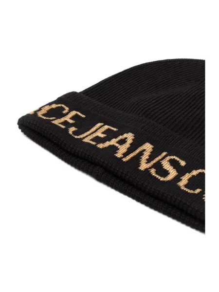 Versace Jeans Couture czapka z domieszką wełny czarny