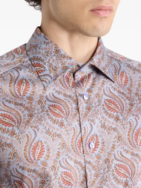 Σατέν πουκάμισο Etro paisley μπλε