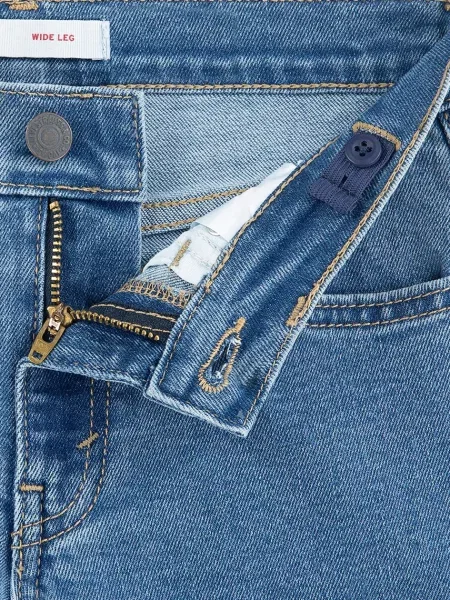 Levi's дънки wide leg за деца WIDE LEG JEANS W/ROLL-CUFF синьо