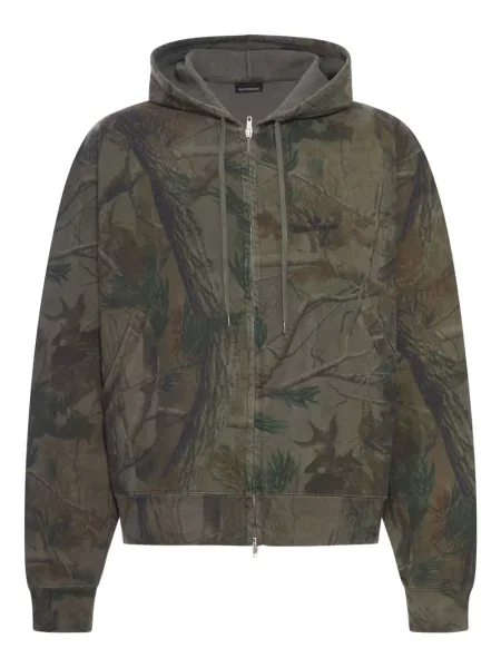 Maskáčová mikina s kapucí Balenciaga zelená