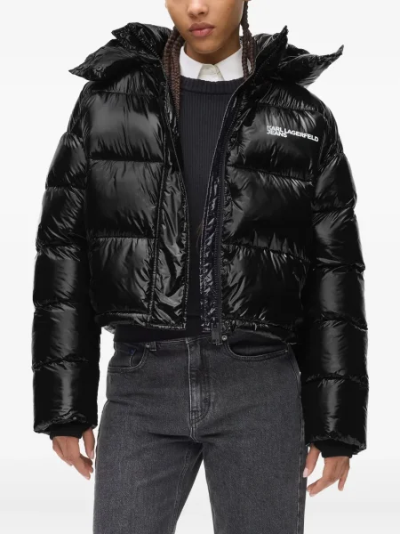 Дънково яке Karl Lagerfeld Jeans с качулка черно