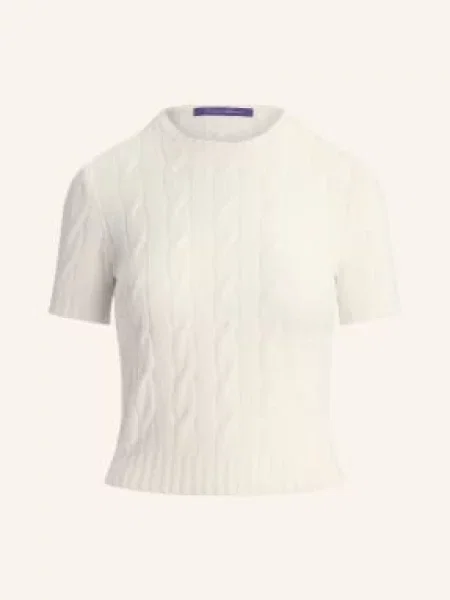 Ralph Lauren Collection Dzianinowa Koszulka Z Kaszmiru beige beżowa