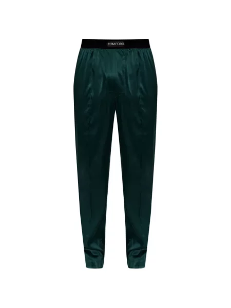 Pantaloni Tom Ford de mătase cu autograf verde