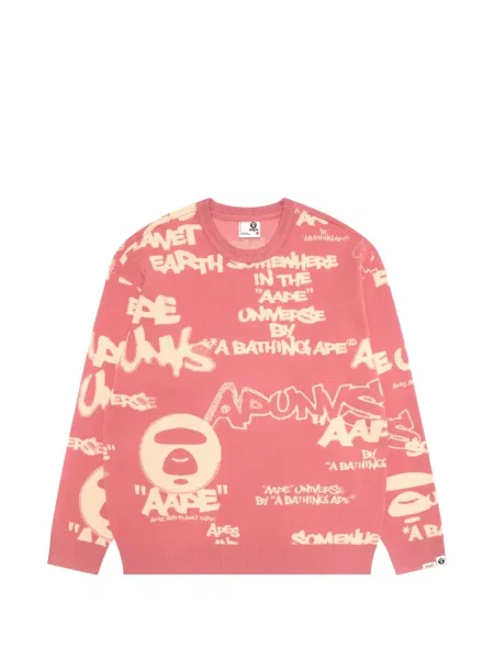 Pulover Aape By A Bathing Ape cu decolteu rotund roz