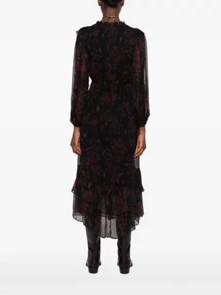 Rochie midi Ba&sh cu model floral cu imagine negru