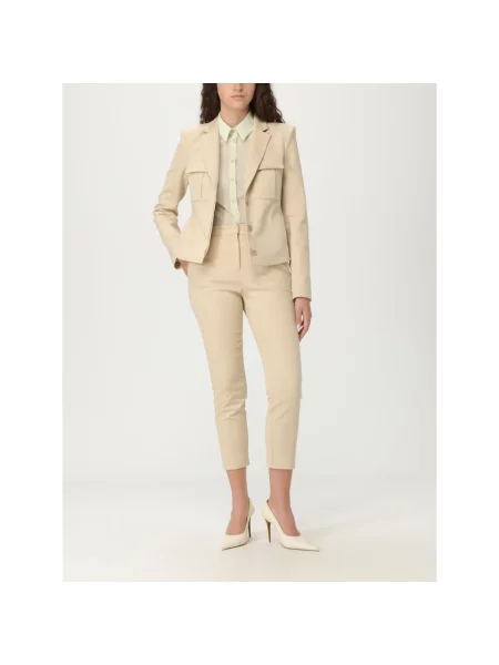 Patrizia Pepe spodnie fason cygaretki medium waist beżowy