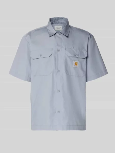 Koszula casualowa o kroju relaxed fit z kołnierzykiem typu kent i detalem z logo Carhartt Work In Progress beżowa