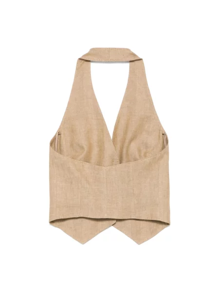 Lniana kamizelka Max Mara beżowa