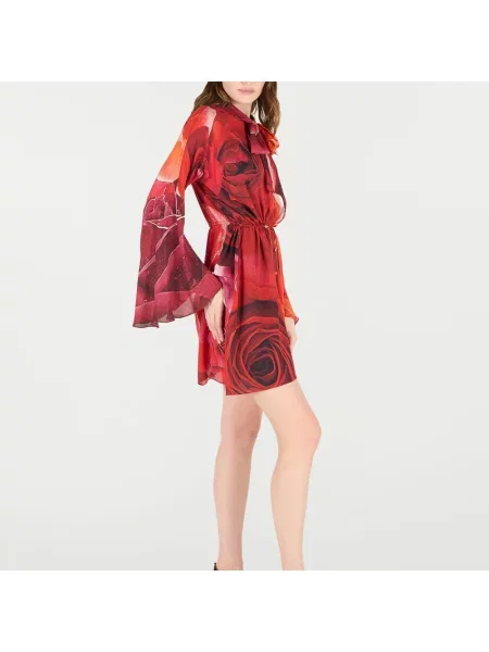 Sukienka mini Roberto Cavalli z kokardką czerwona