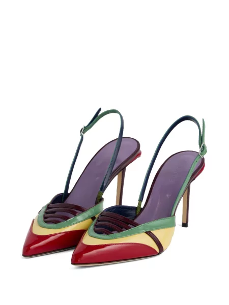 Pantofi cu toc Rabanne din piele de lac slingback roșu