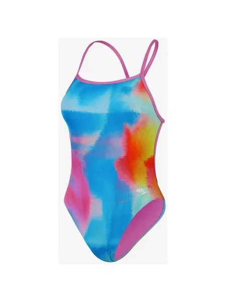 Strój kąpielowy Speedo Allover Vback One Piece różowy pomarańczowy 38 niebieski