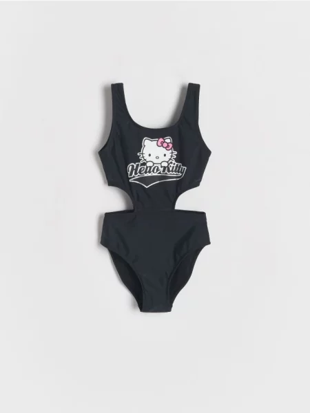 Reserved Strój kąpielowy jednoczęściowy Hello Kitty czarny