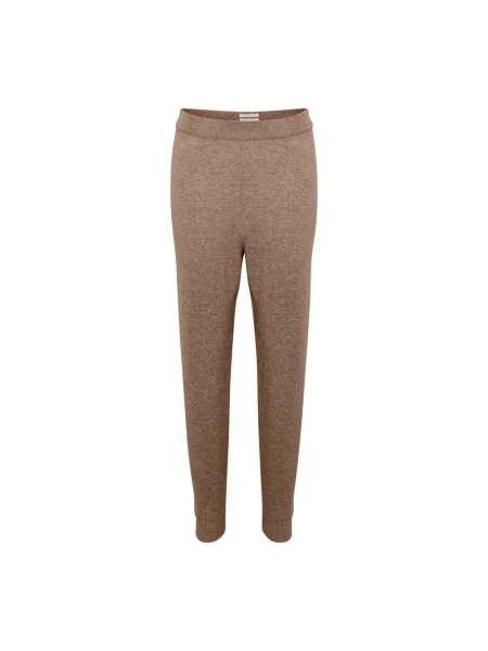Spodnie Part Two z kaszmiru w kolorze melanż casual brązowe