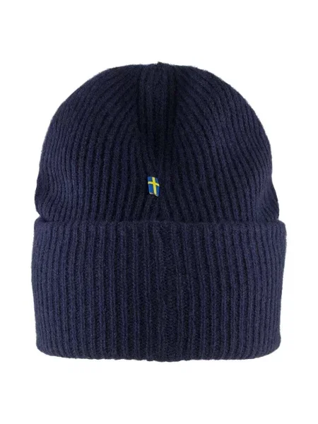 Fjallraven căciulă de lână Logo marin de lână din tricot gros albastru