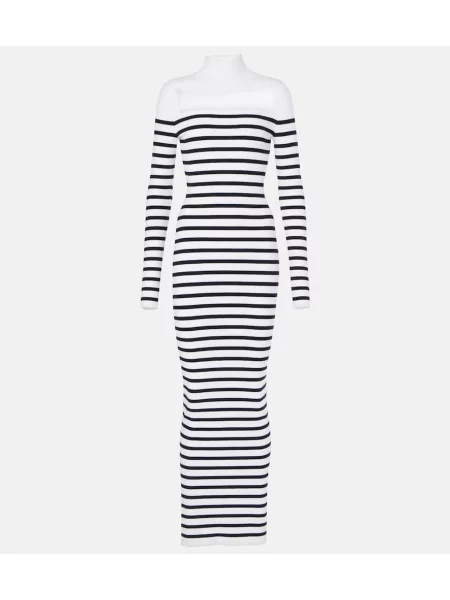 Rochie maxi Jean Paul Gaultier cu dungi de costum alb