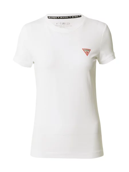 GUESS Tricou gri deschis / roși aprins alb