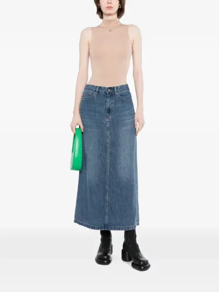 Fustă din denim Jnby în linie A albastru