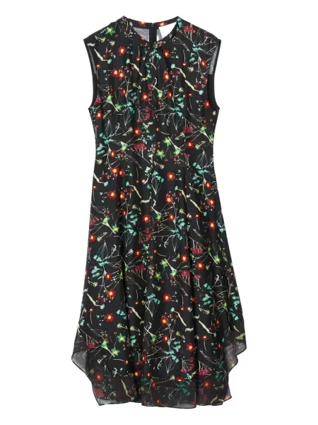 Rochie midi 3.1 Phillip Lim fără mâneci cu model floral până la genunchi negru