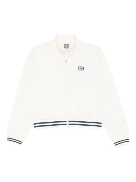 Haftowana kurtka New Balance w paski zielona