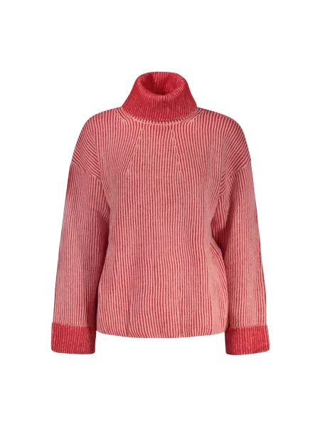 Sweter z golfem Desigual wełniany czerwony