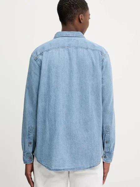 Džínová košile Tommy Jeans regular s klasickým límcem modrá
