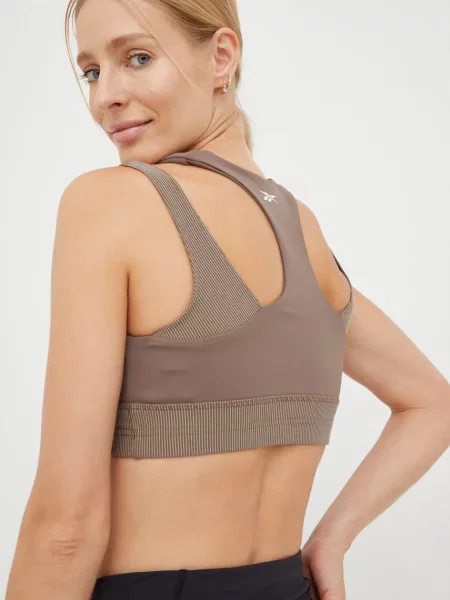 Jógová podprsenka Reebok Studio Layered hnědá