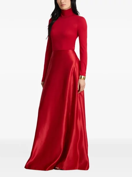 Maxi sijonas Lauren Ralph Lauren satininis a eilutė raudona