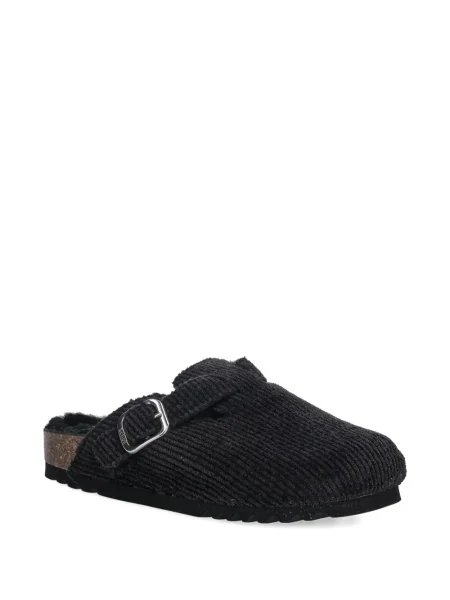 Papuci tip mules Scholl de catifea cord negru