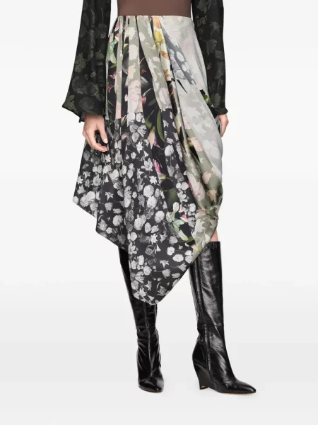 Fustă Maison Margiela cu model floral drapată negru