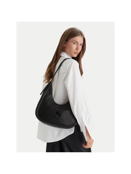 Calvin Klein Дамска чанта Bold Ck Crescent Bag черен