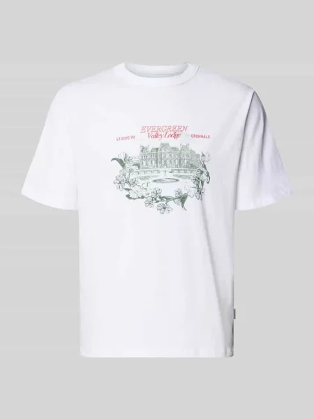 T-shirt z nadrukiem z logo model ‘NIAGARA’ Jack & Jones biała