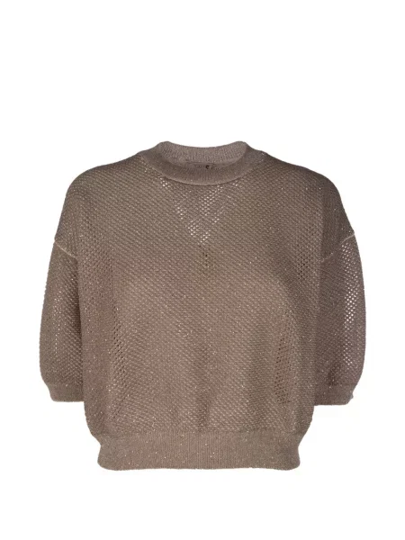 Pulover Peserico cu decolteu rotund maro