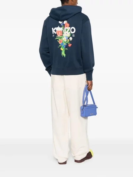 Суичър с качулка Kenzo на цветя синьо