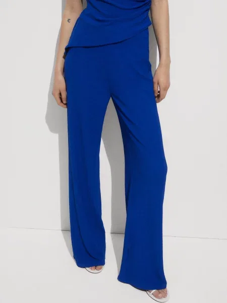 MANGO Штани палаццо Электрик синій