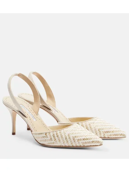 Pantofi cu toc Manolo Blahnik slingback bej