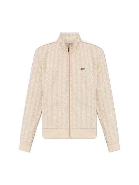 Bluza rozpinana krój regular fit z dodatkiem bawełny Lacoste beżowa