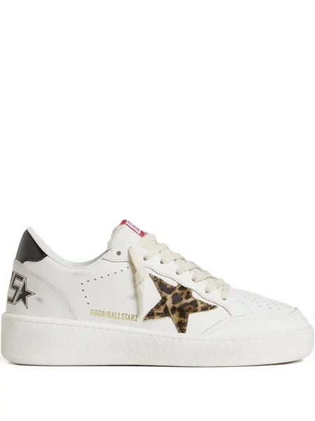Sneakerși Golden Goose din piele cu imagine cu model leopard alb