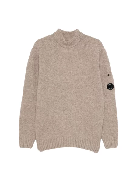 Lniany sweter z golfem C.p. Company beżowy