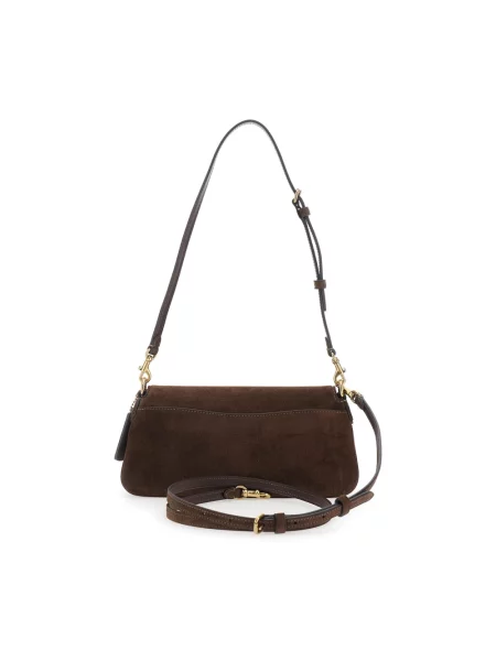 Coach torebka crossbody zamszowa Suade Jet Shoulder Bag brązowa