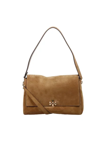 Tory Burch torebka zamszowa Charlie brązowa