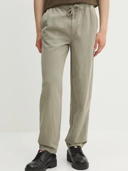 Superdry pantaloni din amestec de in verde